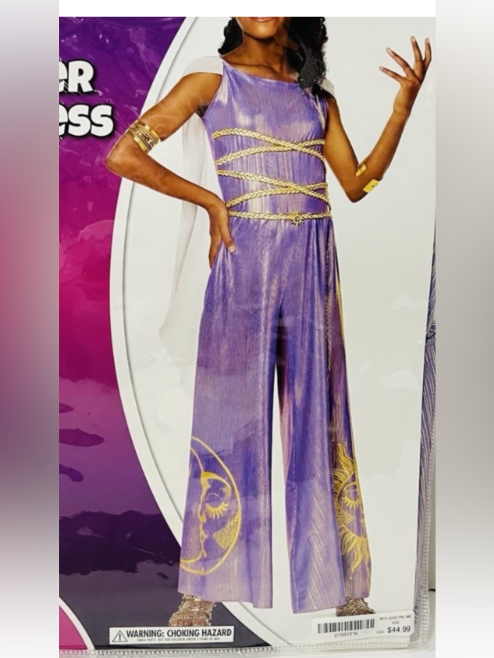 Spirit Halloween Child's Costume Purple Spirit Glitter Goddess Size Large